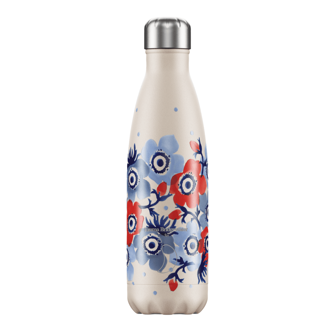 Chilly's 500ml Stainless Steel Water Bottle Emma Bridgewater Blue Anemone