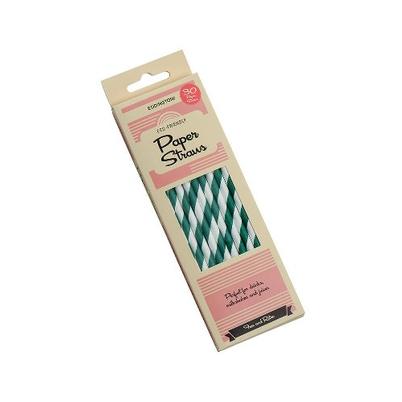 Eddingtons 30 Eco-Friendly Paper Straws Green Stripes