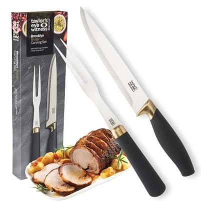 Taylor's Eye Witness Brooklyn Brass 2pc Carving Set
