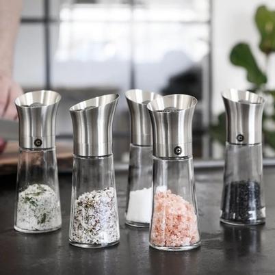  Click n' Spice Salt and Pepper Grinder Set, Spice Grinders, Salt  and Pepper Mill, Shaker, Thumb Press, Stainless Steel, 2 Pack: Home &  Kitchen