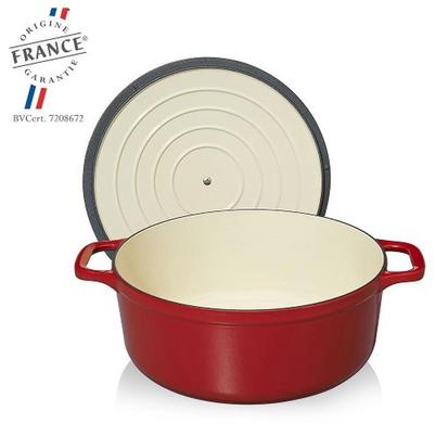Chasseur Round Casserole-Red & Cream