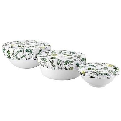 Ladelle Cotton Reusable Stretch Bowl Covers Set of 3 Herbology