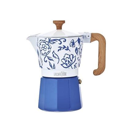 La Cafetiere Blu Fiorato Venice Espresso Maker 6 Cup