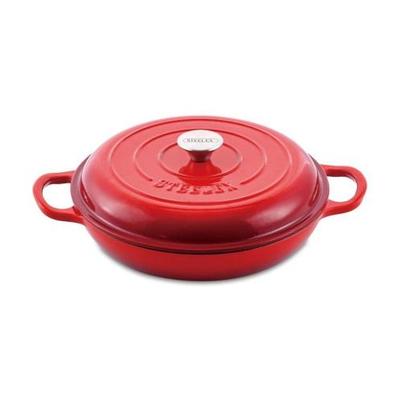 Steelex Shallow Round Cast Iron Casserole Red 28cm