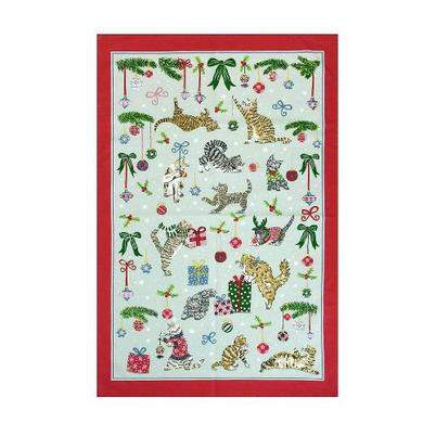 Ulster Weavers Christmas Cats Seafoam Tea Towel