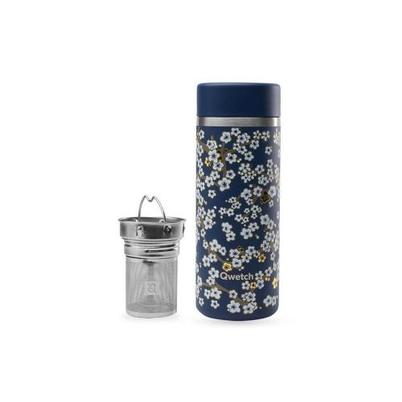 Qwetch Insulated Teamug with Filter Flowers Midnight Blue 400ml