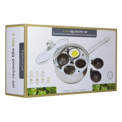 KitchenCraft Stainless Steel 22cm 4 Hole Egg Poacher