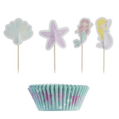 Mason Cash 48 Mermaid Cupcake Cases & Toppers