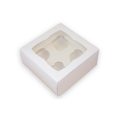 White Box with Window for 4 Cupcakes