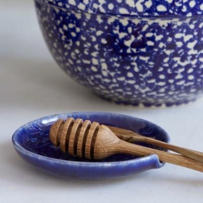 Casafina Blue Speckled Spoon Rest, Stoneware, Dishwasher-Safe on