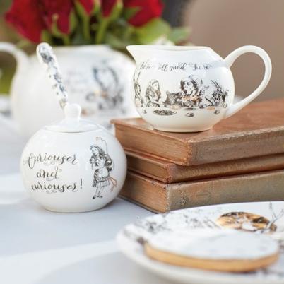 Alice In Wonderland Sugar Bowl & Creamer Set