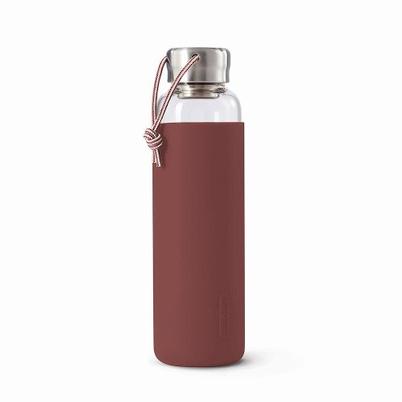 Black & Blum Glass Water Bottle Burgundy