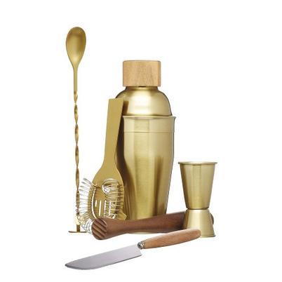 BarCraft 6pc Brass Finish Cocktail Set