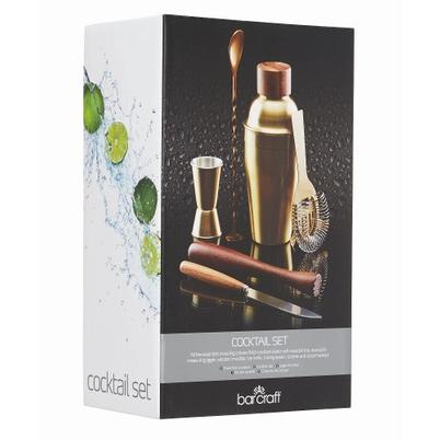 BarCraft 6pc Brass Finish Cocktail Set