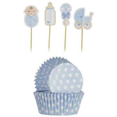 Mason Cash 48 Baby Boy Cupcake Cases & Toppers