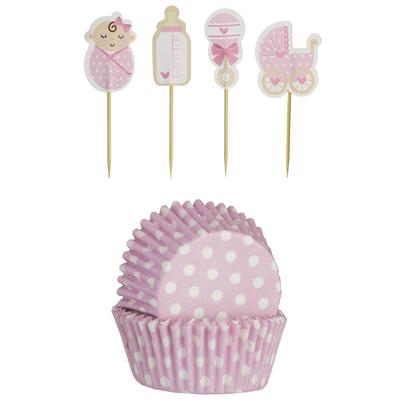 Mason Cash 48 Baby Girl Cupcake Cases & Toppers
