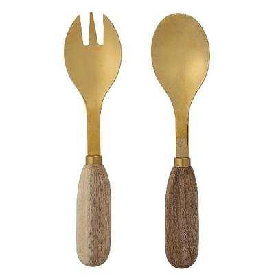 Thina Acacia Salad Servers Gold
