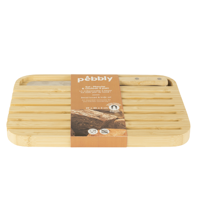 Pebbly Bamboo Bread Board & Knife Set Small