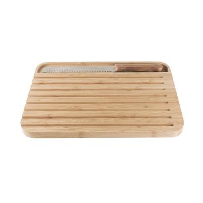 Pebbly Bamboo Bread Board & Knife Set Large