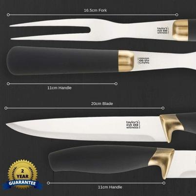 Taylor's Eye Witness Brooklyn Brass 2pc Carving Set