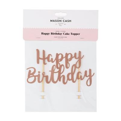 Mason Cash Cake Topper Happy Birthday Rose Gold