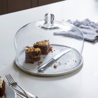 Glass Cake Dome with Marble Base