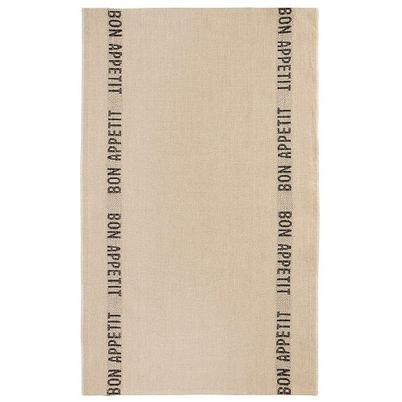 Charvet Editions Linen Tea Towel Natural, Black Bon Appetit