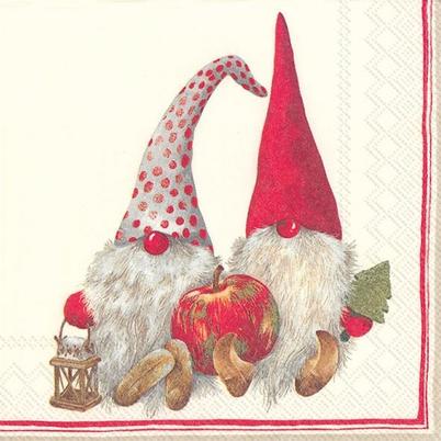 IHR Christmas Cocktail Napkins Friendly Tomte Red