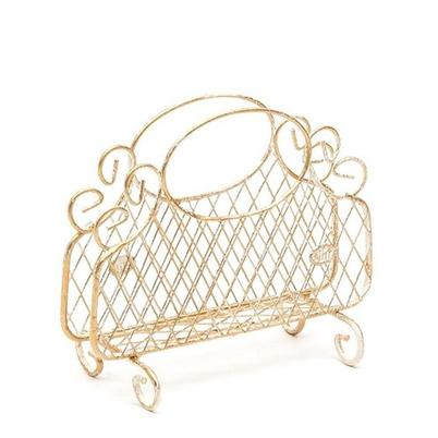 IHR Napkin Holder Stand Antique Gold White