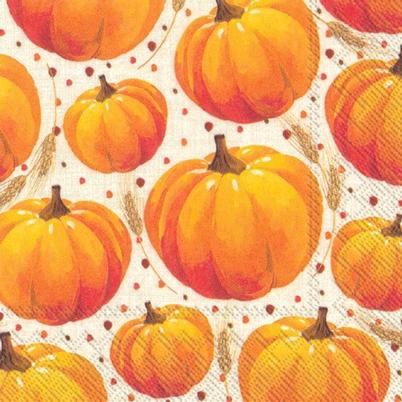 IHR Cocktail Napkins Pumpkin Allover Linen