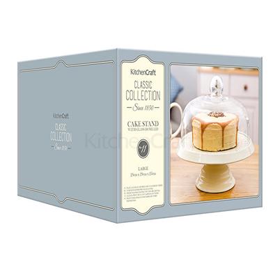 KitchenCraft Classic Collection Ceramic Cake Stand with Glass Dome