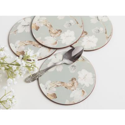 Creative Tops Duck Egg Floral Pack Of 4 Round Premium Coasters