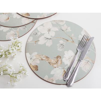 Creative Tops Duck Egg Floral Pack Of 4 Round Premium Placemats