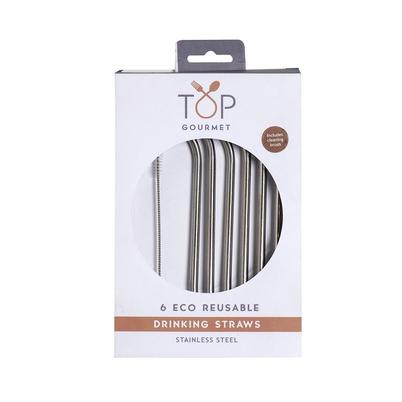 Top Gourmet 6pc Reusable <b>Stainless</b> <b>Steel</b> <b>Straw</b>s & Brush Set