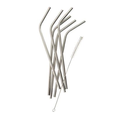 Top Gourmet 6pc Reusable Stainless Steel Straws & Brush Set