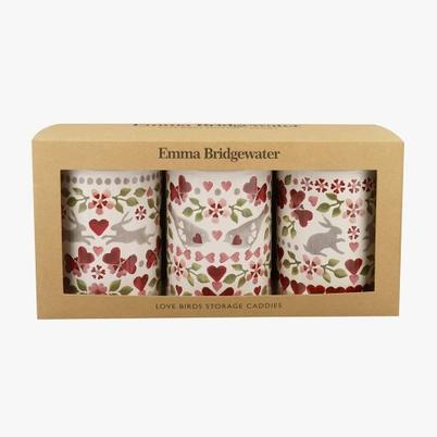 Emma Bridgewater Lovebirds Set of 3 Round Caddies