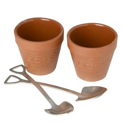 Eddingtons Flower Pots Egg Cups & Spoons Set