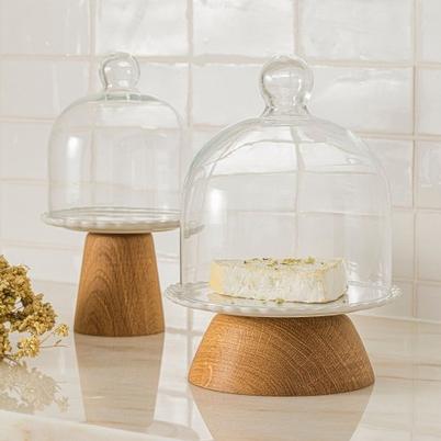 Casafina Forma Footed Cake Plate White Wooden Stand 21cm