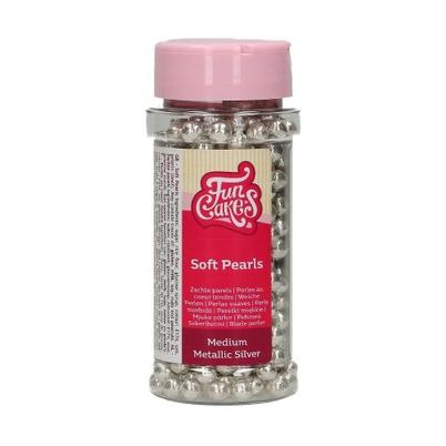 FunCakes Edible Soft Pearls Medium Balls Silver 55g