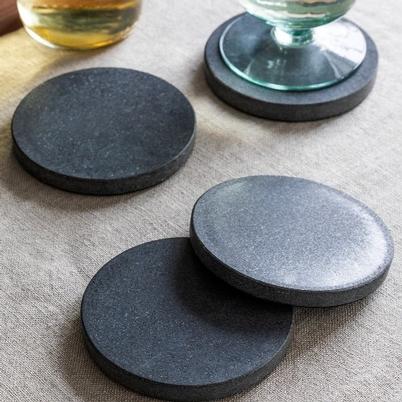 Garden Trading Set of 4 Black Marble Coasters