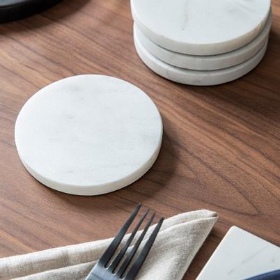 Garden Trading Set of 4 White Marble Coasters
