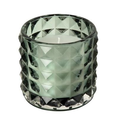 Glass Votive Holder with Candle Dark Green