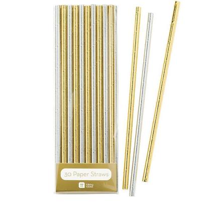 Talking Tables Modern Metallics 30 Gold & Silver Straws