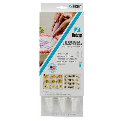 Hutzler 20 Disposable Icing Bags & 3 Nozzles