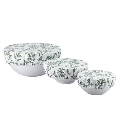 Ladelle Cotton Reusable Stretch Bowl Covers Set of 3 Grown Ivy