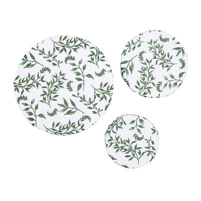 Ladelle Cotton Reusable Stretch Bowl Covers Set of 3 Grown Ivy