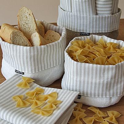 LinenMe Linen Cotton Jazz Basket White Beige
