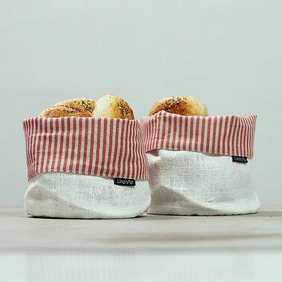 LinenMe Linen Cotton Jazz Basket Red White