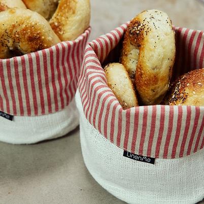 LinenMe Linen Cotton Jazz Basket Red White