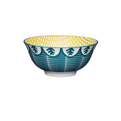 KitchenCraft Leafy Green Print Ceramic Bowl
